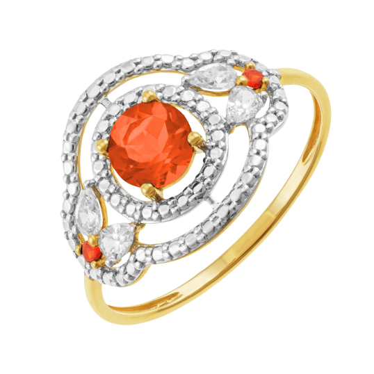 Bague en or jaune et rhodié, oxydes de zirconium
