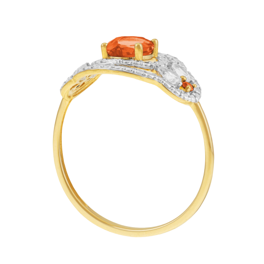 Bague en or jaune et rhodié, oxydes de zirconium