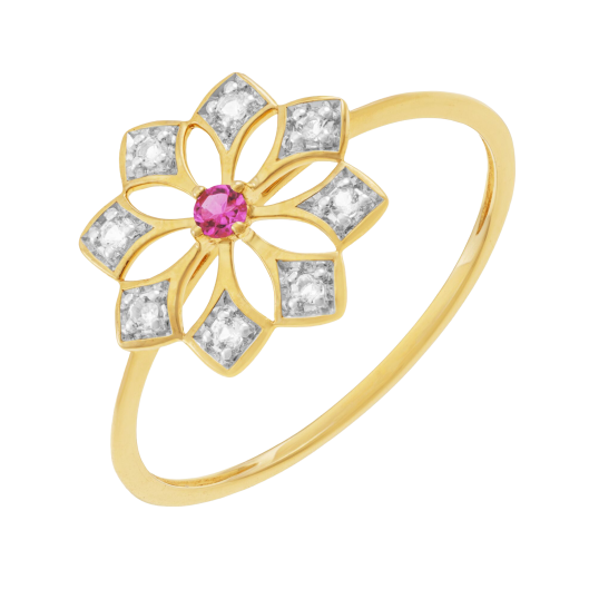 Bague en or jaune et rhodié, oxydes de zirconium