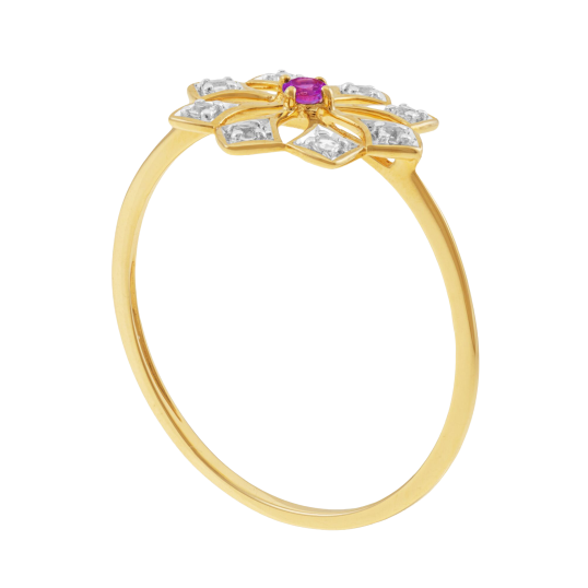 Bague en or jaune et rhodié, oxydes de zirconium