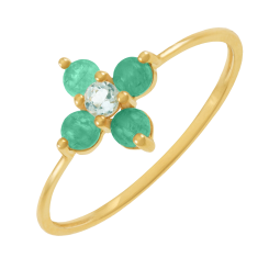 Bague en or jaune, aventurines et topaze