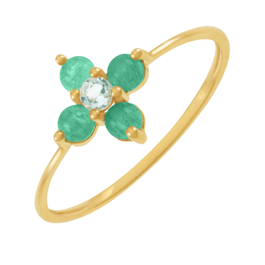 Bague en or jaune, aventurines et topaze