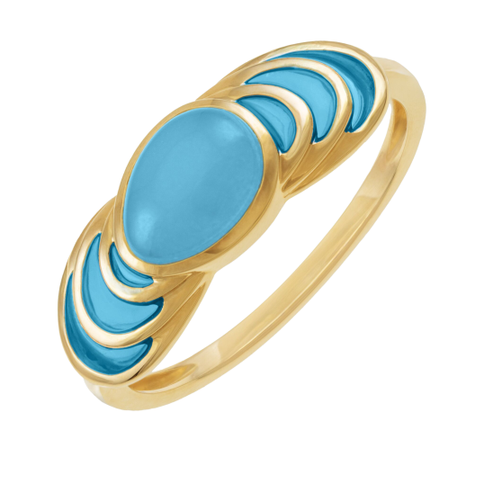Bague en or jaune, verre et laque