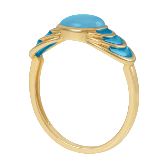 Bague en or jaune, verre et laque