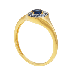 Bague en or jaune et rhodié, saphirs et diamants