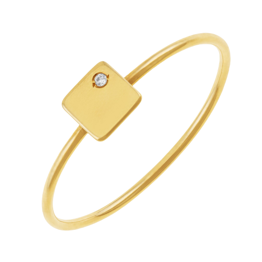 Bague en or jaune et oxyde de zirconium Bague en or jaune et oxyde de zirconium