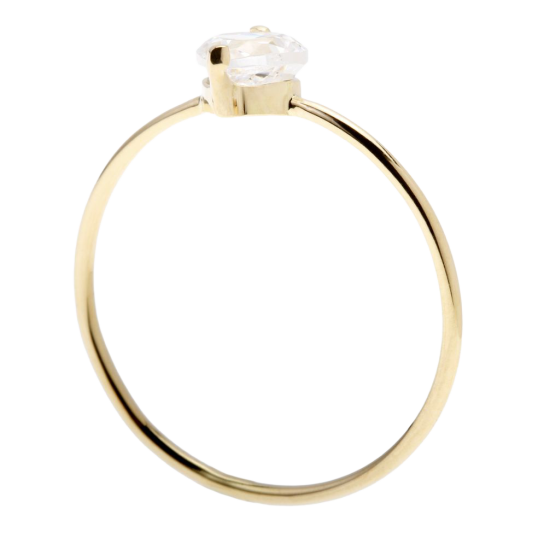 Bague en or jaune, coeur et oxyde de zirconium