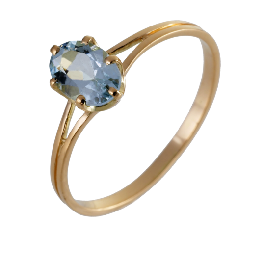 Bague en or jaune et aigue marine