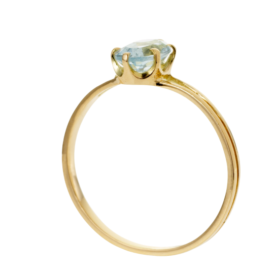 Bague en or jaune et aigue marine