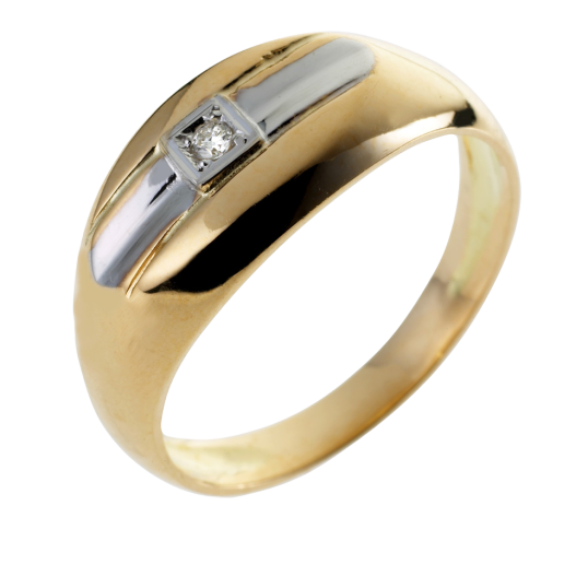 Bague en or jaune rhodié et diamant Bague en or jaune rhodié et diamant