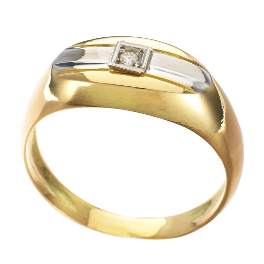 Bague en or jaune rhodié et diamant Bague en or jaune rhodié et diamant