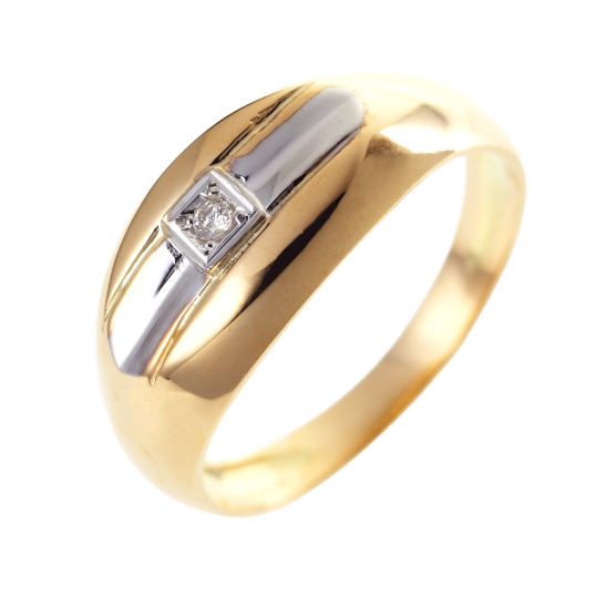 Bague en or jaune rhodié et diamant Bague en or jaune rhodié et diamant