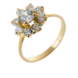 Bague en or jaune et oxydes de zirconium
