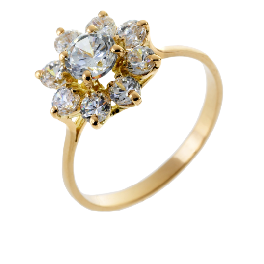 Bague en or jaune et oxydes de zirconium