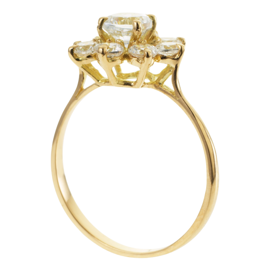 Bague en or jaune et oxydes de zirconium