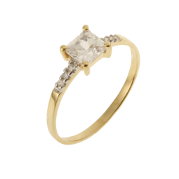 Bague en or jaune rhodié et oxydes de zirconium