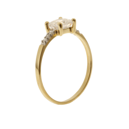 Bague en or jaune rhodié et oxydes de zirconium