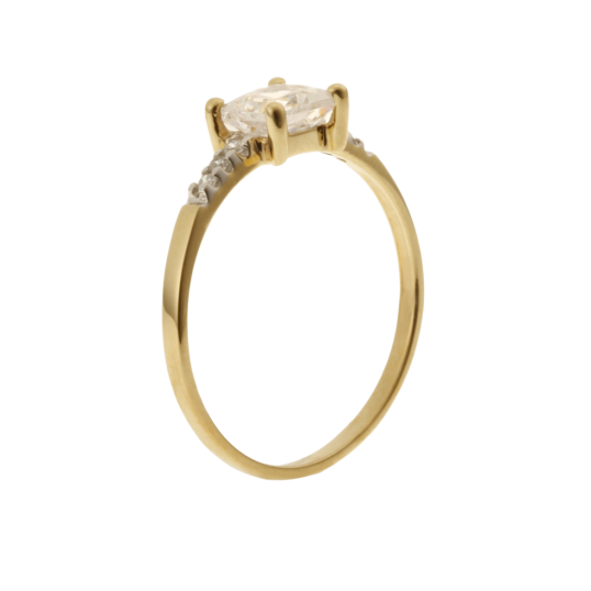 Bague en or jaune rhodié et oxydes de zirconium