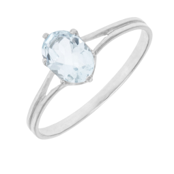Bague en or gris et aigue marine