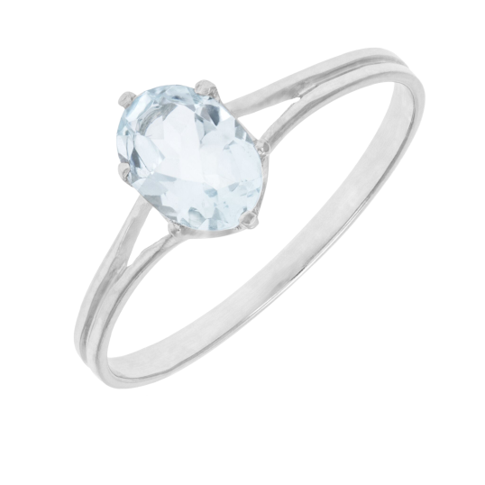 Bague en or gris et aigue marine