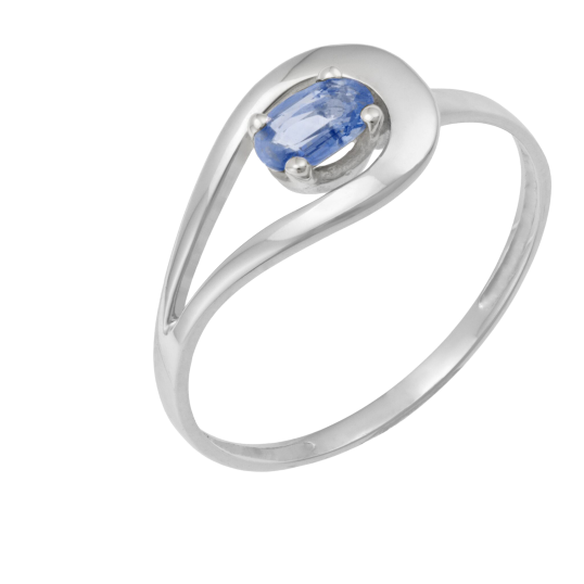 Bague ajourée en or gris et saphir