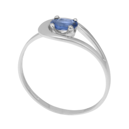 Bague ajourée en or gris et saphir