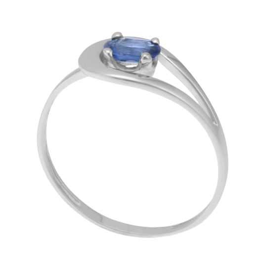 Bague ajourée en or gris et saphir