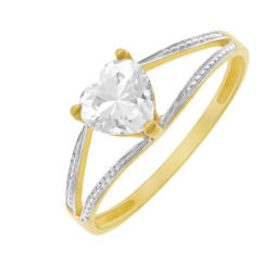 Bague en or rhodié et oxyde de zirconium