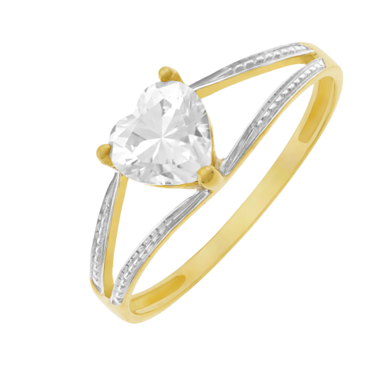 Bague en or rhodié et oxyde de zirconium