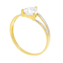 Bague en or rhodié et oxyde de zirconium