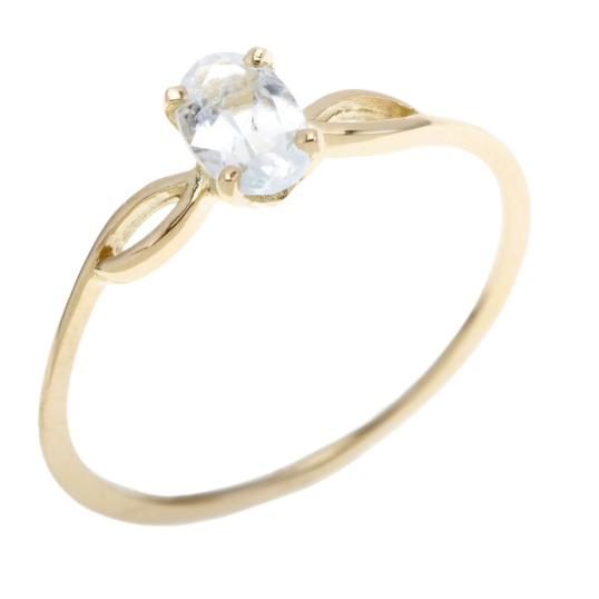 Bague en or jaune, aigue marine