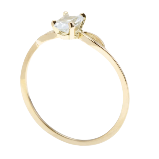 Bague en or jaune, aigue marine