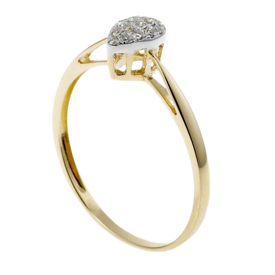 Bague en or jaune rhodié et diamants