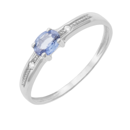 Bague en or gris, saphir et diamants