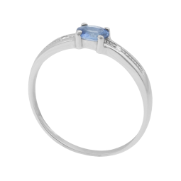 Bague en or gris, saphir et diamants
