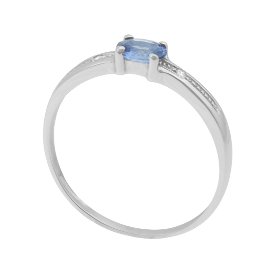 Bague en or gris, saphir et diamants
