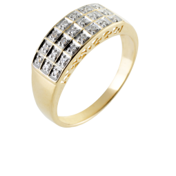 Bague en or jaune rhodié et diamants