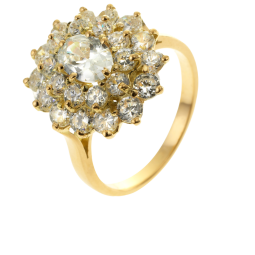 Bague en or jaune et oxydes de zirconium