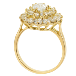 Bague en or jaune et oxydes de zirconium