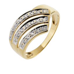 Bague en or jaune rhodié et diamants
