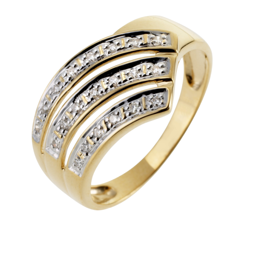 Bague en or jaune rhodié et diamants