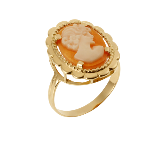 Bague en or jaune et camée coquillage