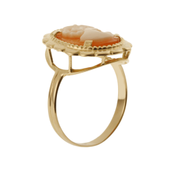 Bague en or jaune et camée coquillage