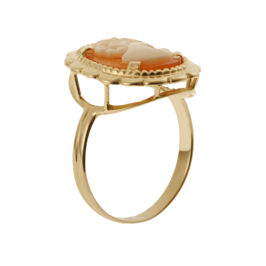 Bague en or jaune et camée coquillage