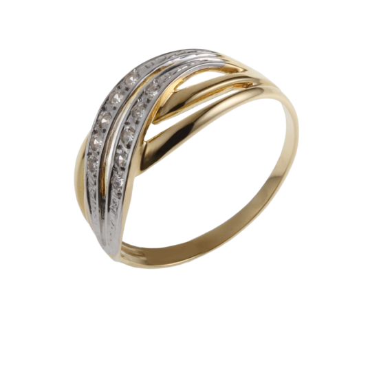 Bague en or jaune rhodié et diamants