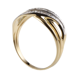Bague en or jaune rhodié et diamants