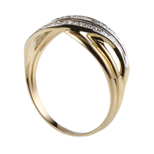 Bague en or jaune rhodié et diamants