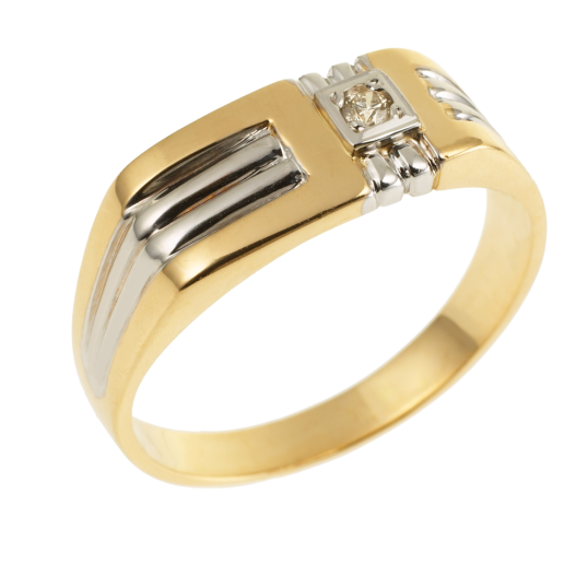 Bague en or jaune rhodié et diamant