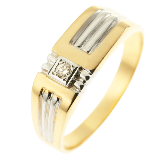 Bague en or jaune rhodié et diamant