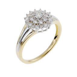 Bague en or jaune rhodié et diamants